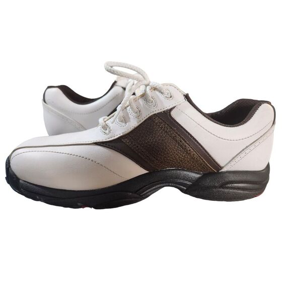 Foot Joy Greenjoys Mens‎ 7.5M Golf Shoes White Brown Oxford 45457 - Picture 2 of 12